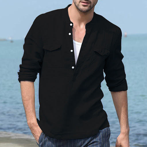 Title 1, Cotton and Linen Casual Fashion Slim Long Sleev...