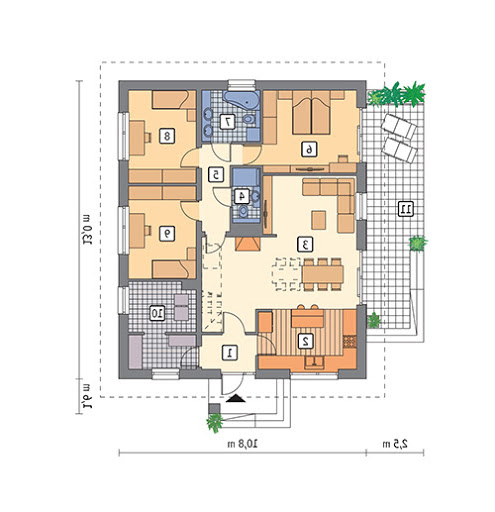 Dopasowany - wariant II - M261a - Rzut parteru