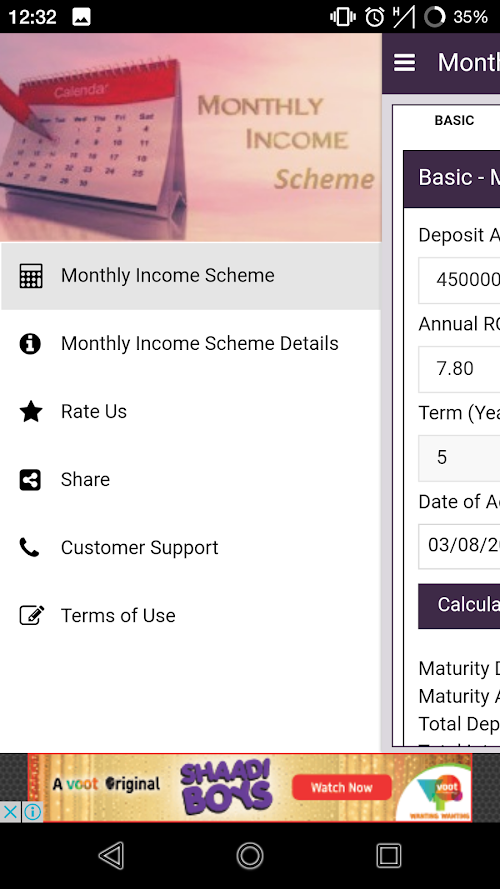 Android application Monthly Income Scheme - India screenshort
