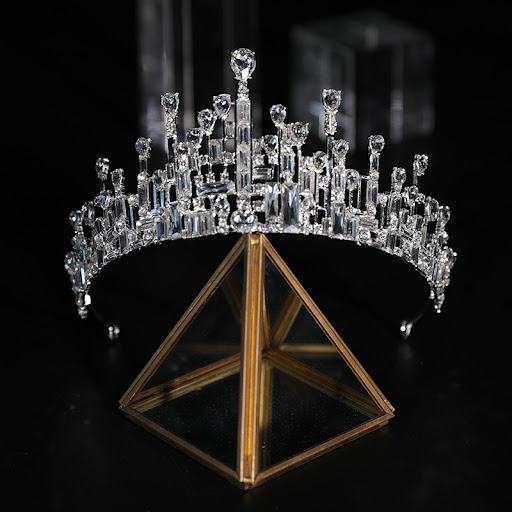 Title 5, Bridal Crown Rhinestone Pearl Baroque Headdress...