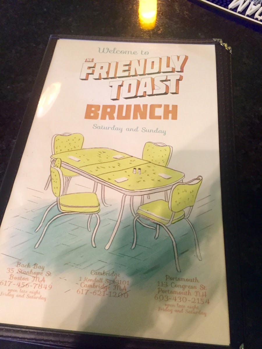 The Friendly Toast gluten-free menu