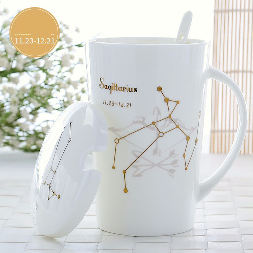Title 5, Creative Constellation Mark Ceramic Cup With Li...