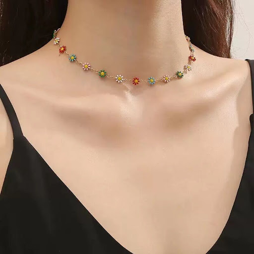 Title 2, Womens Colorful Beaded Little Daisy Necklace A...