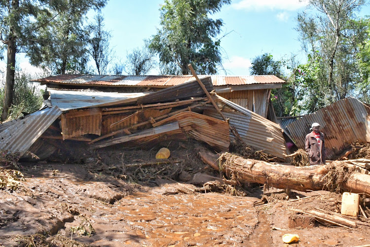 One of the houses damaged by the burst dam in Mai Mahiu, Naivasha