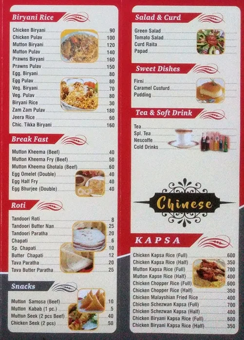 Azad Restaurant menu 