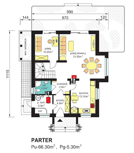 BW-27 wariant 4 - Rzut parteru