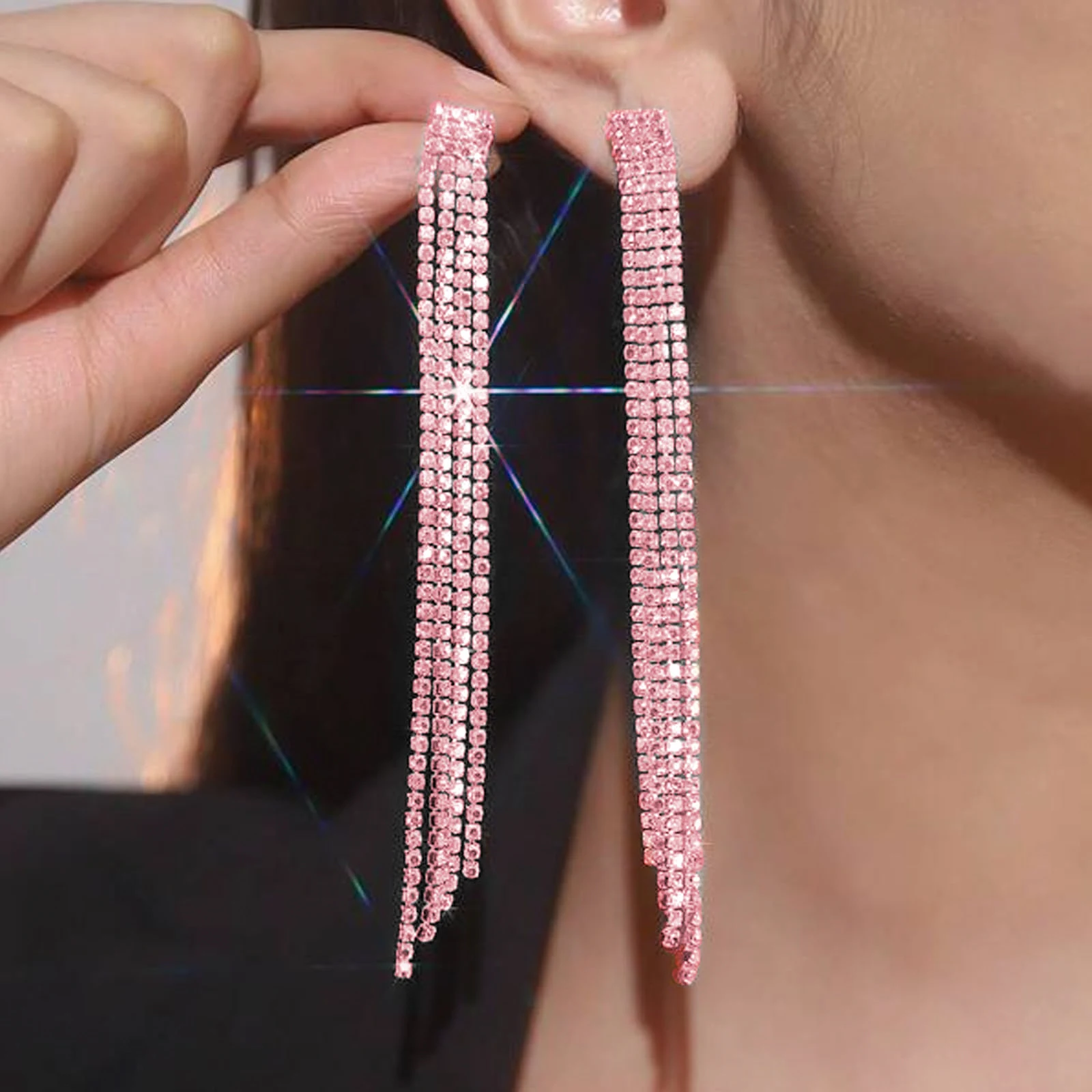 Title 14, Boucles doreilles pendantes longues à franges ...