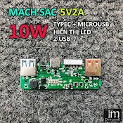 Mạch Sạc Dự Phòng 5V2A 10W Hiển Thị Led