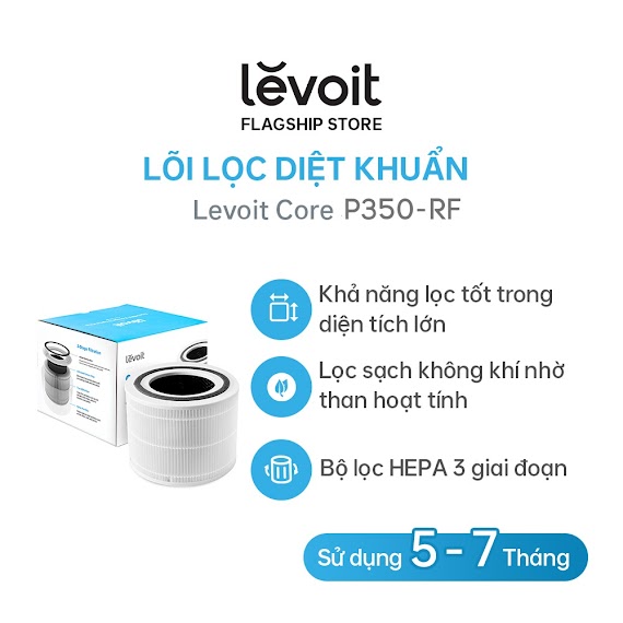 Lõi Lọc Diệt Khuẩn Cho Máy Lọc Không Khí Levoit Core P350 - Rf - Chính Hãng - Bộ Lọc Hepa - Gồm 3 Lớp Lọc | Hàng Chính Hãng