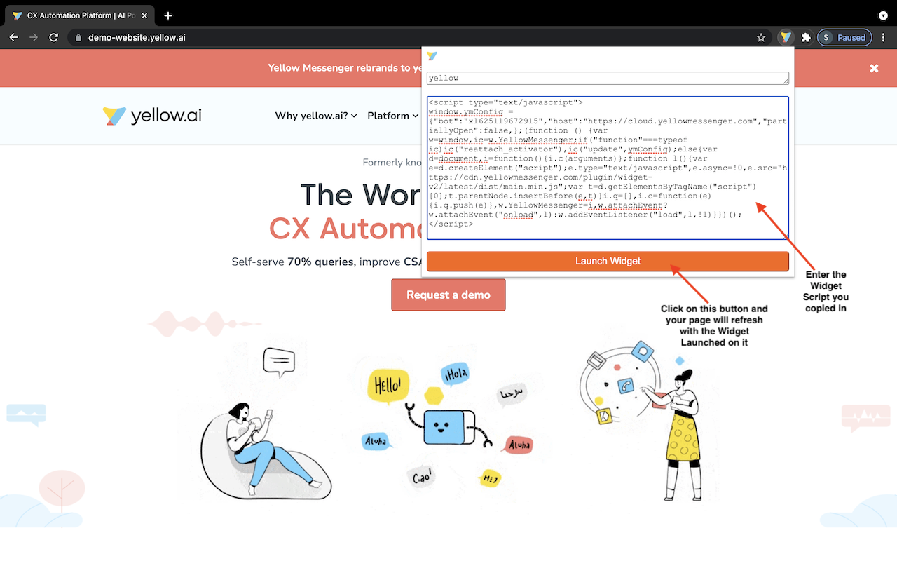yellow.ai Web Widget Launcher Preview image 3