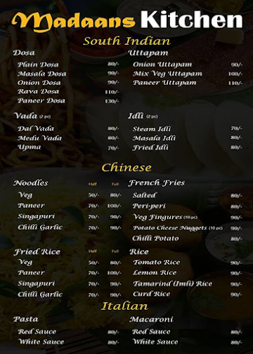 Madaans Kitchen menu 