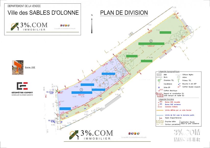 Vente terrain  1208 m² à Olonne-sur-Mer (85340), 267 800 €