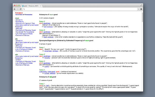 Cloud WordNet Browser chrome extension