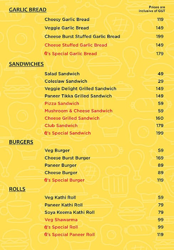 The Q Cafe menu 