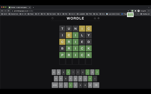 Wordle cracker Chrome extension
