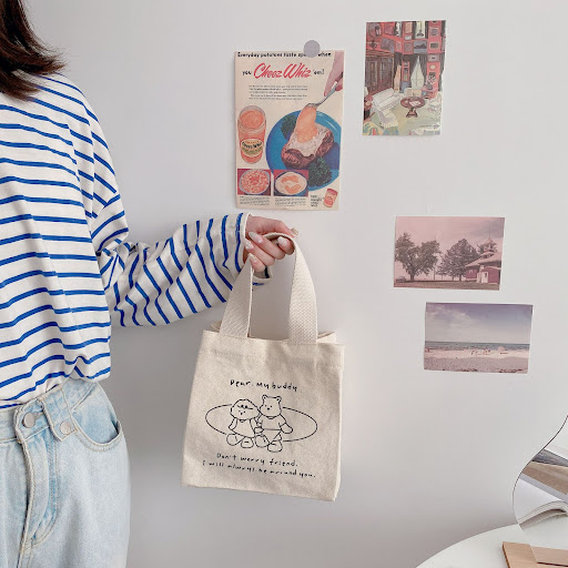 Title 6, Cute Printed Bento Japanese Hand-carried Canvas...
