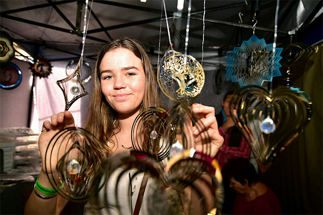 Zanel Lombard, 14, from Grahamstown taking a look at all that glitters in one of the stall tents