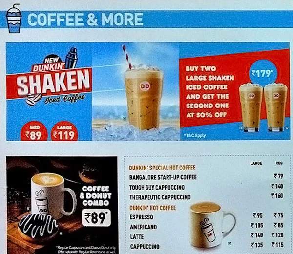 Dunkin' menu 