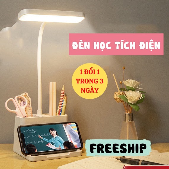 Đèn Bàn Học, Đèn Để Bàn Học Sinh Chống Cận Tích Điện Mini Gấp Gọn Leon Official