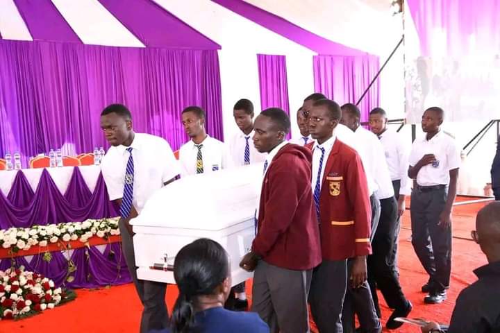 Chavakali High School Students carrying the casket of their fellow student Joseph Mwadulo who perished in a road accident. The burial was held Friday, April 12, 2024.