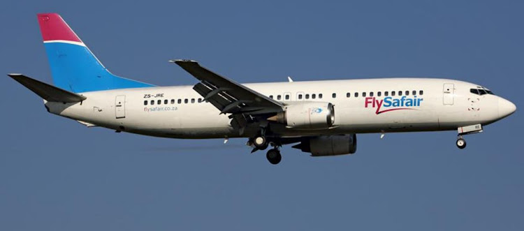 The Safair Boeing 737-400 involved in a near-miss with a light aircraft flown by a student pilot at East London airport on August 25 2021.