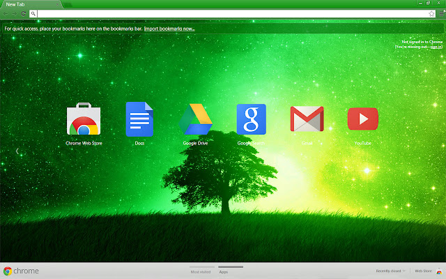 Green Neon Space chrome extension