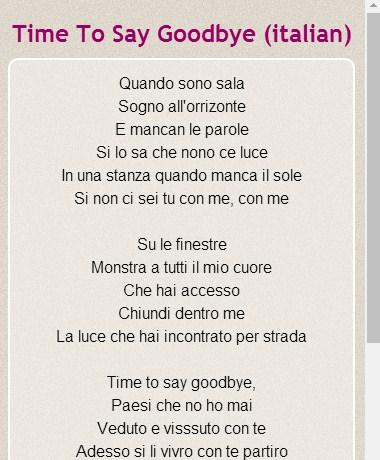 Time To Say Goodbye Lyrics Love Quotes