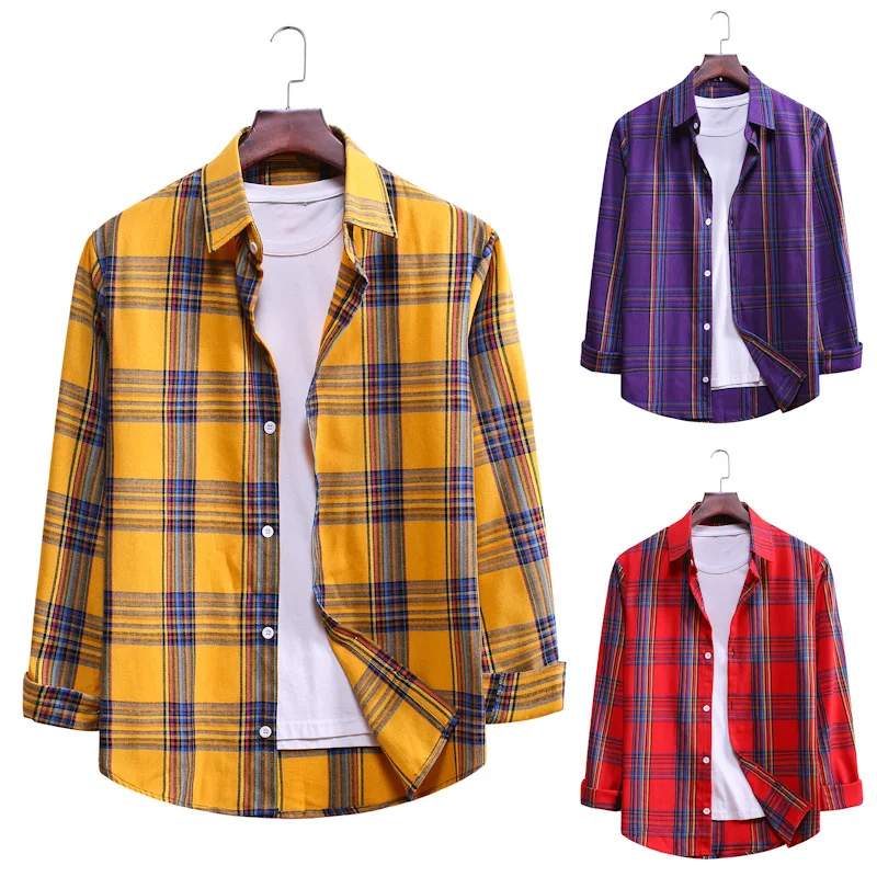 Chemise ample à carreaux rétro littéraire pour étudiants. Un style universitaire vintage et confortable, parfait pour un look décontracté et stylé.