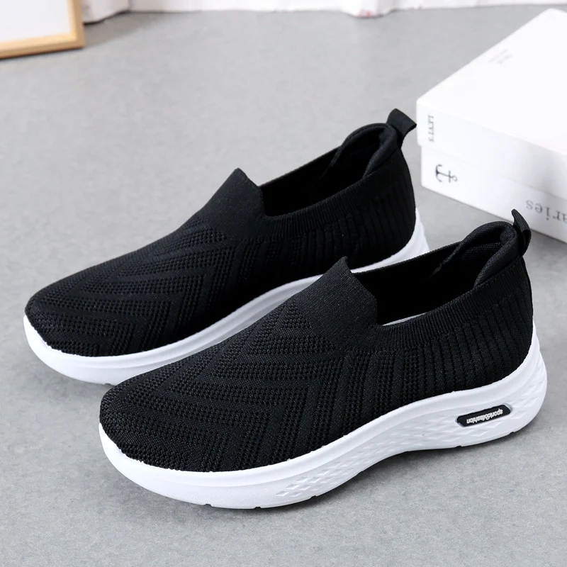 Casual mesh schoenen voor dames, sok-slip-on flats, platte sneakers, zachte zool, ideaal voor wandelen en sporten.