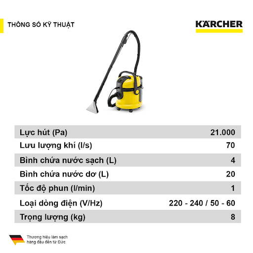 Máy làm sạch thảm (giặt thảm), ghế sofa và hút bụi đa năng Karcher SE 4001 công suất trên 1000 watts