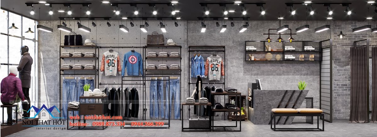 thiết kế shop quần áo nam