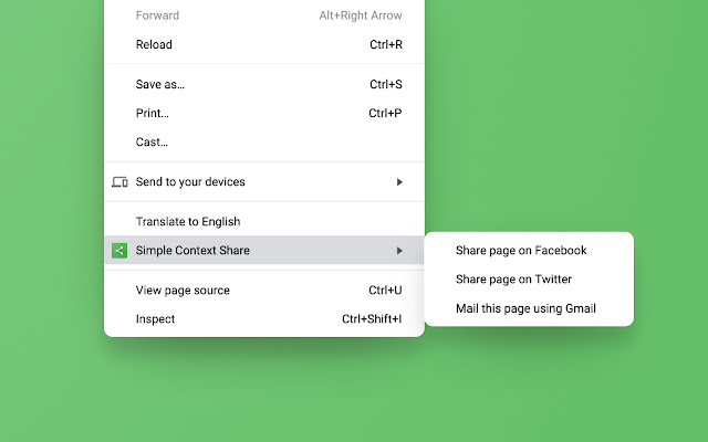 Simple Context Share chrome extension