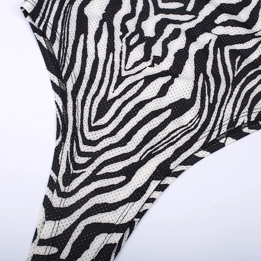 Title 10, Womens Zebra Pattern Hollow Half High Neck Bod...