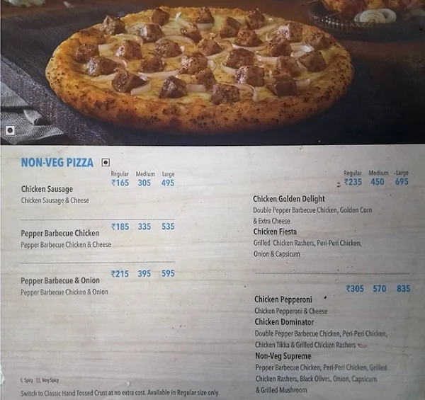 Domino's Pizza menu 