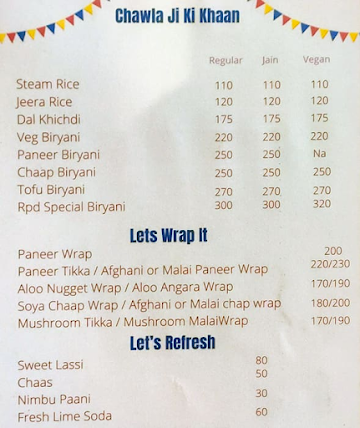 Mr. Singh menu 