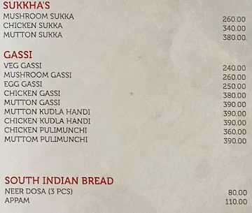 Hotel Brahma Regency menu 