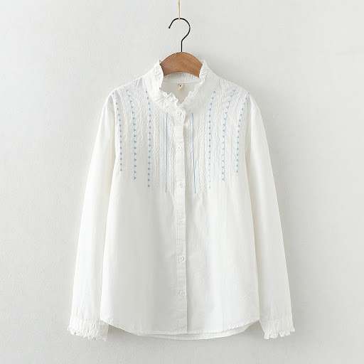 Title 5, Womens Embroidered Lace Fungus Collar Loose Lo...