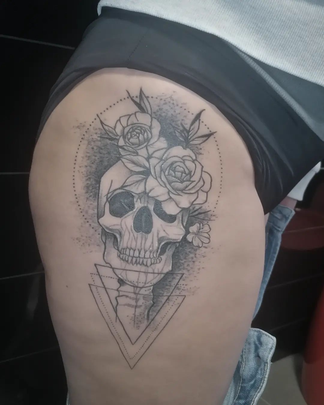 Shaded Skull Tattoo For Girl