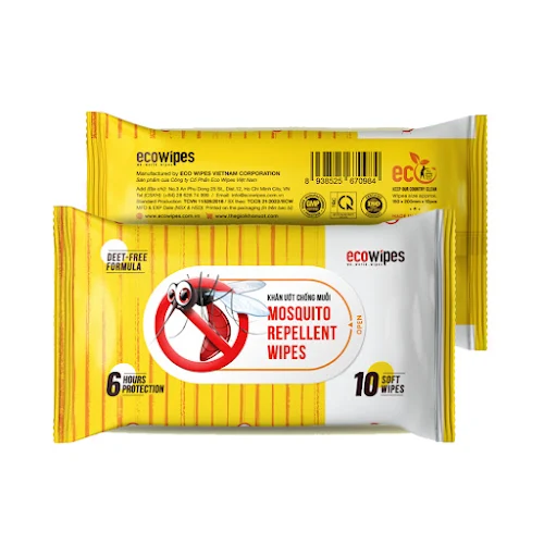 Khăn Ướt Chống Muỗi Mosquito Repellent Wipes 10 tờ EcoWipes