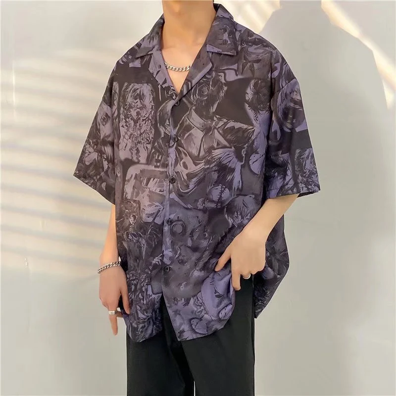 Heren Hawaii overhemd met bloemenprint, korte mouwen en wind motief. Comfortabel en stijlvol voor de zomer. Perfect voor vakantie.