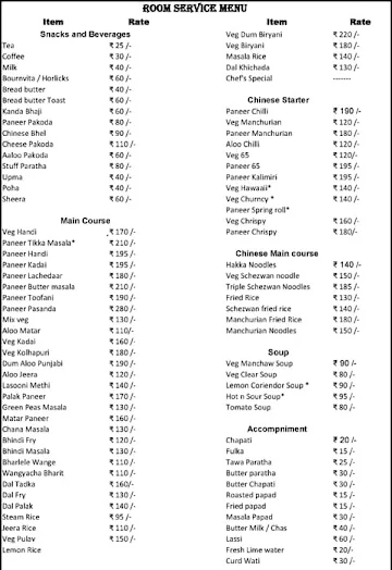 Spice Tree menu 