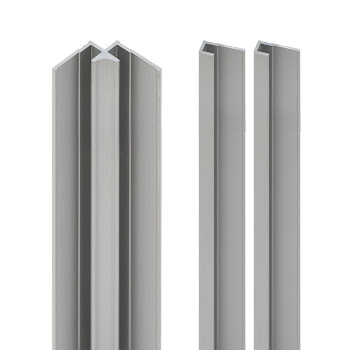 Lot : 2 profilés de finition + 1 profilé d’angle pour panneaux muraux DécoDesign, 210 cm, alu-argenté