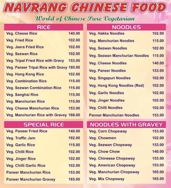 Navrang Chinese Fastfood menu 