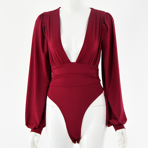 Title 6, Womens sexy long-sleeved deep V waist pleated ...