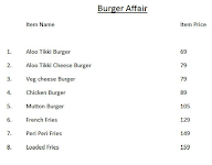 Burger Affair menu 1