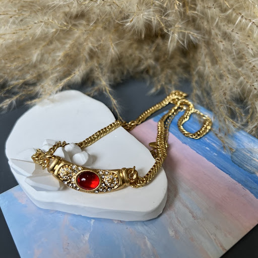 Title 9, Womens Copper Chain Vintage Colored Gem Glass ...