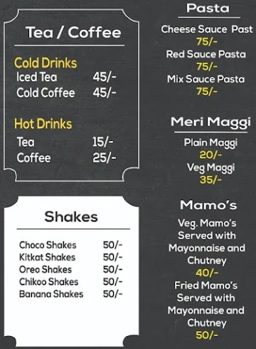 Snacker's Cup menu 
