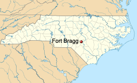 Fort Bragg's location in North Carolina. Image via Wikimedia Commons.