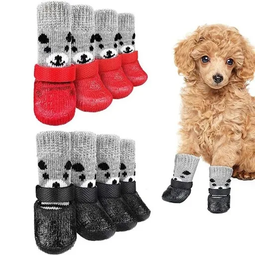 Autumn Winter Pet Dog Shoes Socks Waterproof Cats Dogs Rubber Socks Non-slip Dog Rain Snow Boots Socks Dogs Knitting War