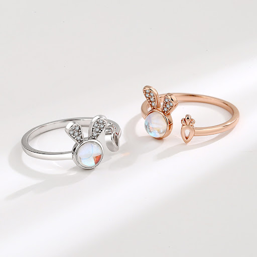 Title 4, Bunny Radish Ring for Women Cute with Moonstone...